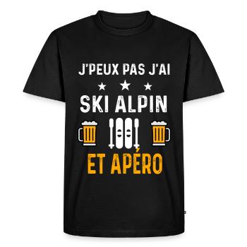 je peux pas j'ai ski alpin et apéro ski alpin - T-shirt Premium bio Homme - noir - Devant - Nico (187cm)