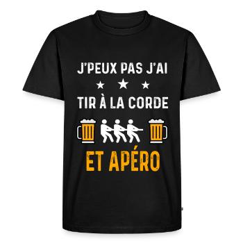 je peux pas j'ai tir à la corde et apéro corde - T-shirt Premium bio Homme - noir - Devant - Nico (187cm)