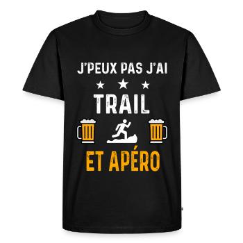 je peux pas j'ai trail et apéro trail - T-shirt Premium bio Homme - noir - Devant - Nico (187cm)