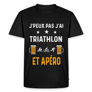 je peux pas j'ai triathlon sport et apéro - T-shirt Premium bio Homme - noir - Devant - Nico (187cm)