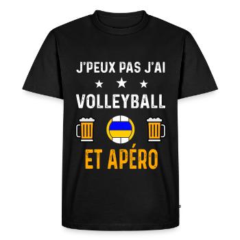 je peux pas j'ai volleyball et apéro volleyball - T-shirt Premium bio Homme - noir - Devant - Nico (187cm)
