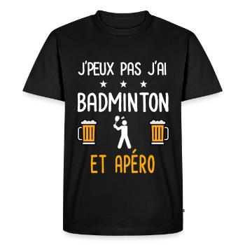 je peux pas j'ai badminton joueur apéro - T-shirt Premium bio Homme - noir - Devant - Nico (187cm)