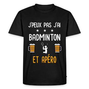 je peux pas j'ai badminton sport apéro - T-shirt Premium bio Homme - noir - Devant - Nico (187cm)