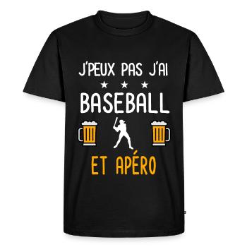je peux pas j'ai baseball baseballeur apéro - T-shirt Premium bio Homme - noir - Devant - Nico (187cm)