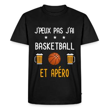 je peux pas j'ai basketball apéro - T-shirt Premium bio Homme - noir - Devant - Nico (187cm)