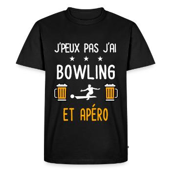 je peux pas j'ai bowling apéro - T-shirt Premium bio Homme - noir - Devant - Nico (187cm)