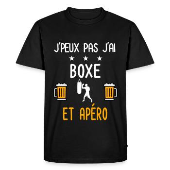 je peux pas j'ai boxe apéro - T-shirt Premium bio Homme - noir - Devant - Nico (187cm)