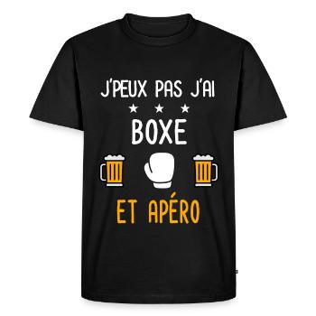 je peux pas j'ai boxe gants apéro - T-shirt Premium bio Homme - noir - Devant - Nico (187cm)