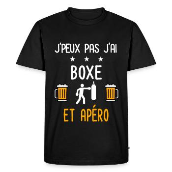je peux pas j'ai boxe sac apéro - T-shirt Premium bio Homme - noir - Devant - Nico (187cm)