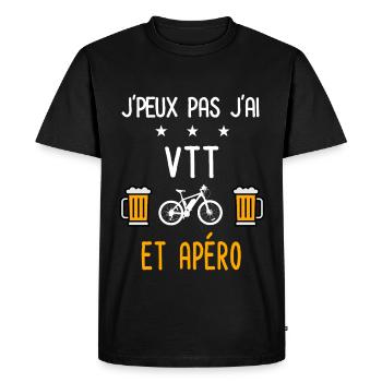 je peux pas j'ai VTT apéro - T-shirt Premium bio Homme - noir - Devant - Nico (187cm)