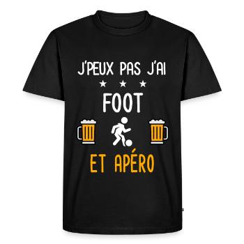 je peux pas j'ai foot jouer apéro - T-shirt Premium bio Homme - noir - Devant - Nico (187cm)
