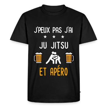 je peux pas j'ai ju jitsu apéro - T-shirt Premium bio Homme - noir - Devant - Nico (187cm)