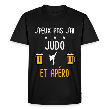 je peux pas j'ai judo apéro - T-shirt Premium bio Homme - noir - Devant - Nico (187cm)