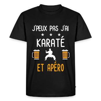 je peux pas j'ai karaté apéro - T-shirt Premium bio Homme - noir - Devant - Nico (187cm)