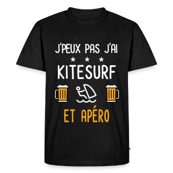 je peux pas j'ai kitesurf apéro - T-shirt Premium bio Homme - noir - Devant - Nico (187cm)