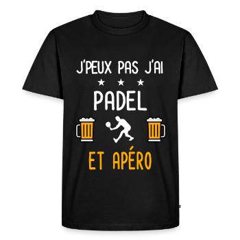 je peux pas j'ai padel apéro - T-shirt Premium bio Homme - noir - Devant - Nico (187cm)