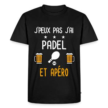 je peux pas j'ai padel raquette apéro - T-shirt Premium bio Homme - noir - Devant - Nico (187cm)