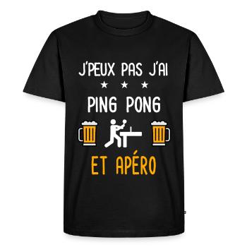 je peux pas j'ai ping pong apéro - T-shirt Premium bio Homme - noir - Devant - Nico (187cm)