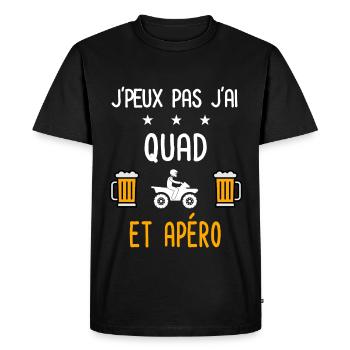 je peux pas j'ai quad apéro - T-shirt Premium bio Homme - noir - Devant - Nico (187cm)