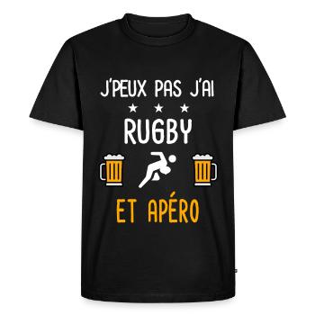 je peux pas j'ai rugby joueur apéro - T-shirt Premium bio Homme - noir - Devant - Nico (187cm)