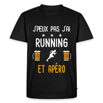 je peux pas j'ai running apéro - T-shirt Premium bio Homme - noir - Devant - Nico (187cm)