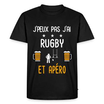 je peux pas j'ai rugby sport apéro - T-shirt Premium bio Homme - noir - Devant - Nico (187cm)