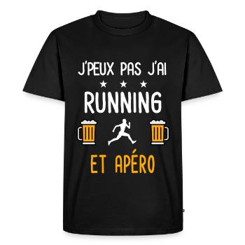 je peux pas j'ai running courir apéro - T-shirt Premium bio Homme - noir - Devant - Nico (187cm)
