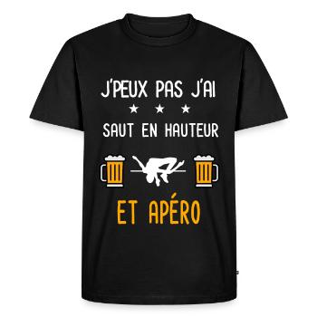je peux pas j'ai saut en hauteur apéro - T-shirt Premium bio Homme - noir - Devant - Nico (187cm)