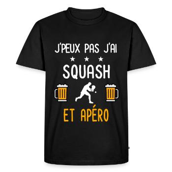 je peux pas j'ai squash apéro - T-shirt Premium bio Homme - noir - Devant - Nico (187cm)