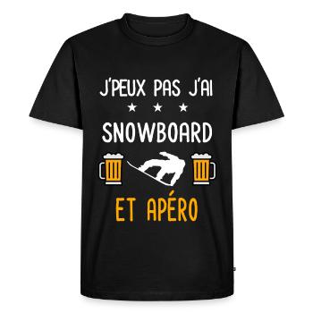 je peux pas j'ai snowboard apéro - T-shirt Premium bio Homme - noir - Devant - Nico (187cm)