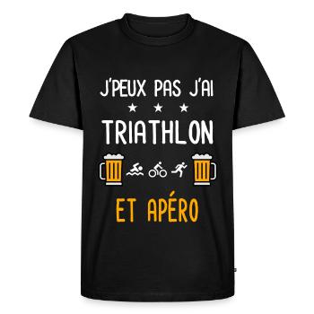 je peux pas j'ai triathlon sport apéro - T-shirt Premium bio Homme - noir - Devant - Nico (187cm)