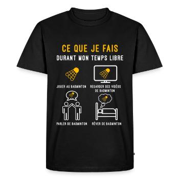 badminton temps libre cadeau badiste - T-shirt Premium bio Homme - noir - Devant - Nico (187cm)