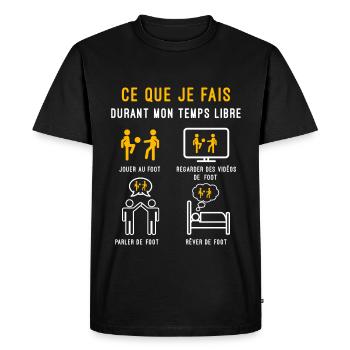 foot temps libre cadeau footballeur - T-shirt Premium bio Homme - noir - Devant - Nico (187cm)