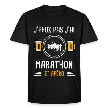 je peux pas j'ai marathon apéro cadeau - T-shirt Premium bio Homme - noir - Devant - Nico (187cm)