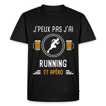 je peux pas j'ai running apéro cadeau - T-shirt Premium bio Homme - noir - Devant - Nico (187cm)