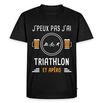 je peux pas j'ai triathlon sport apéro cadeau - T-shirt Premium bio Homme - noir - Devant - Nico (187cm)