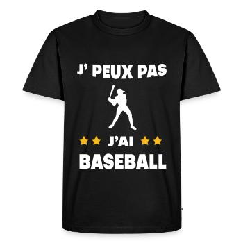 Je peux pas j'ai baseball cadeau baseballeur - T-shirt Premium bio Homme - noir - Devant - Nico (187cm)