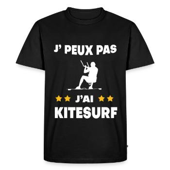 Je peux pas j'ai Kitesurf cadeau kitesurfeur - T-shirt Premium bio Homme - noir - Devant - Nico (187cm)
