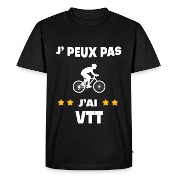 Je peux pas j'ai VTT cadeau cycliste - T-shirt Premium bio Homme - noir - Devant - Nico (187cm)