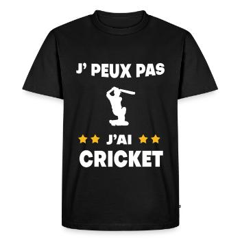 Je peux pas j'ai cricket cadeau batteur - T-shirt Premium bio Homme - noir - Devant - Nico (187cm)