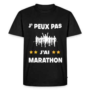 Je peux pas j'ai marathon cadeau coureur - T-shirt Premium bio Homme - noir - Devant - Nico (187cm)
