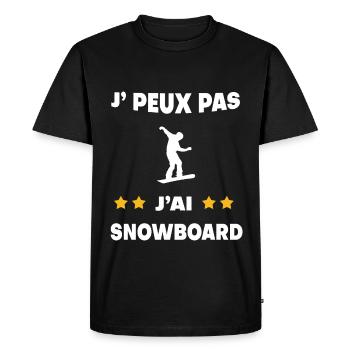 Je peux pas j'ai snowboard cadeau snowboardeur - T-shirt Premium bio Homme - noir - Devant - Nico (187cm)