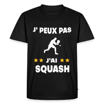 Je peux pas j'ai squash cadeau badiste - T-shirt Premium bio Homme - noir - Devant - Nico (187cm)