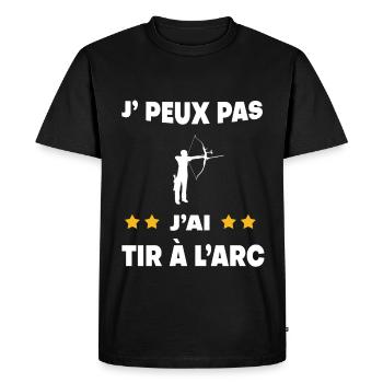 Je peux pas j'ai tir à l'arc cadeau archer - T-shirt Premium bio Homme - noir - Devant - Nico (187cm)