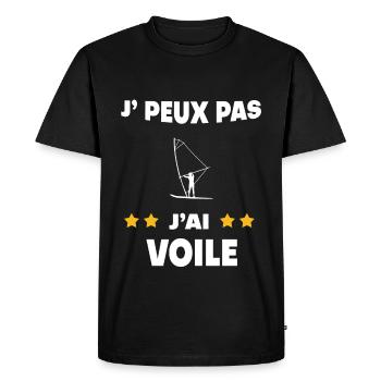 Je peux pas j'ai voile cadeau planchiste - T-shirt Premium bio Homme - noir - Devant - Nico (187cm)