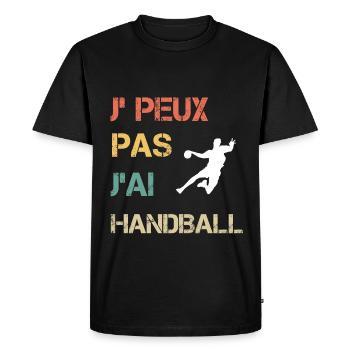 Je peux pas j'ai handball vintage drôle - T-shirt Premium bio Homme - noir - Devant - Nico (187cm)