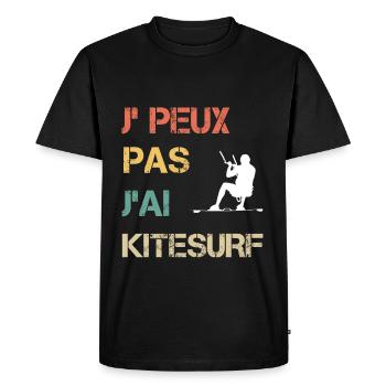 Je peux pas j'ai Kitesurf vintage drôle - T-shirt Premium bio Homme - noir - Devant - Nico (187cm)