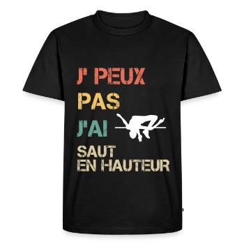 Je peux pas j'ai saut en hauteur vintage drôle - T-shirt Premium bio Homme - noir - Devant - Nico (187cm)