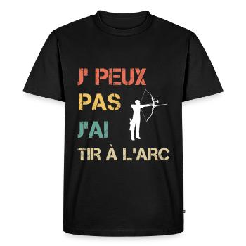 Je peux pas j'ai tir à l'arc vintage drôle - T-shirt Premium bio Homme - noir - Devant - Nico (187cm)