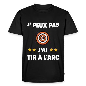 Je peux pas j'ai tir à l'arc cible cadeau archer - T-shirt Premium bio Homme - noir - Devant - Nico (187cm)
